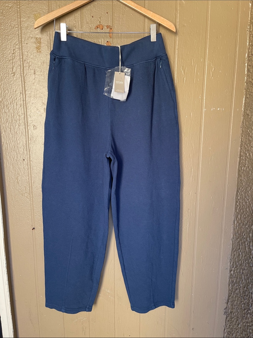 Haven Well Within Organic Cotton Waffle Pants in Twilight Deep Blue Size S